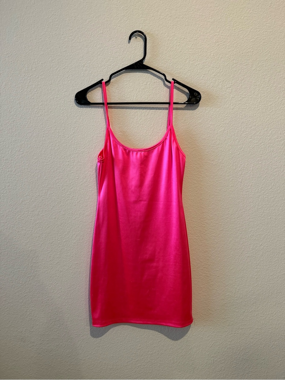 Scoop Neck Mini Slip Dress in Hot Pink
